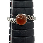 Sterling Silver Tone Ring with Carnelian Cabochon Stone Size 7.25 Photo 0