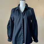 Vince Camuto | Black Lantern Sleeve Button Down Blouse Sz M Photo 1
