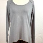 Athleta Athlete Sweatshirt Gray Long Sleeve Terry Lined Curved High Low Hem Top Size M Photo 0