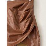 SheIn Brown Ruched Knee Length Vegan Leather Skirt Women’s Size 6 Photo 3
