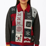 Vtg Y2K snowflake winter zip down cardigan Size L Photo 0