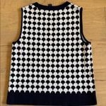 Ann Taylor  Navy and White scallop Pattern Sleeveless sweater vest Top Photo 5