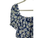 American Eagle Cornflower Blue Daisy Crop Top Puff Sleeve Top Square Neck Small Photo 2