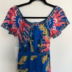 Flying Tomato Royal Blue Floral High Low Ruffle Off Shoulder Dress Medium M Photo 4