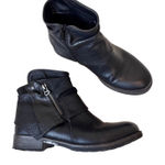 Patrizia Black Leather Moto Zip Ankle Boots Women’s 10 Fall Biker Goth Booties Photo 0