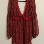 Free People  Dress Pennie Babydoll Mini Red Floral Chiffon Boho Open Back… Photo 0