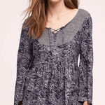 Anthropologie Akemi + Kin Cottagecore Babydoll Damask Paisley Blouse Medium Blue Boho Hippie Photo 0