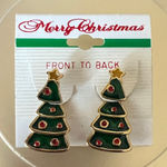 Source Unknown Festive Christmas Tree Sparkle Gold Enamel Pierced Earrings for Christmas Photo 0