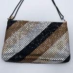 Vintage 80s 90s Metallic Mesh Disc Evening Bag Purse Adjustable Strap Disco Glam Gold Photo 2