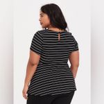 Torrid  Black and White Stripe Peplum Ponte Crew Neck Top Photo 3