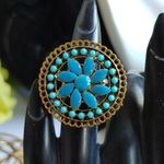 Trendy Boho Round Turquoise Ring Blue Photo 3