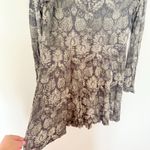 Peruvian Connection  Brown Floral Button Front Long Sleeve Pima Modal Dress Sz M Photo 9