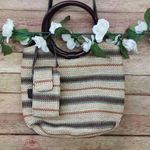 Amanda Smith Cute Woven Striped Round Handle Boho Bag with Detachable Strap Photo 0