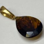 Edge Pendant Brown Color Shade Gold Tone Metal Mounting **Small CHIP lower ** Photo 7