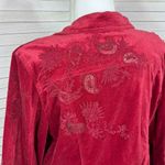 Chico's  Boho Velour Paisley Embroidered Beaded Sequin Trucker Jacket Red‎ 3 XL 16 Photo 7