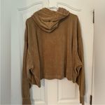 Nike Sportswear Women's Velour Cropped Pullover Hoodie XL Tan Logo Photo 5