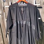 Abaya Black light weight Sheer Open Front Tie Front Size L Photo 1