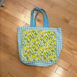 Laura Ashley  Yellow Lemon and Blue Gingham cotton Canvas Tote Bag Photo 4