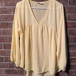 Peach Love California Light yellow vneck blouse by peach love size 1x Photo 0