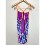Nike  Vintage Swimsuit Reversible Size Large Blue Purple Open Back One Piece Photo 3