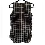 Japna  Black White Plaid Sleeveless Lightweight Scoop Neck Tunic Blouse Large Photo 1