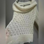Ann Taylor Y2K  Loft Wool Blend Beaded Cowl Sweater | Cream & Silver | Size L Photo 5