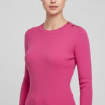 J. McLaughlin  Pink Ribbed Crew Neck Sweater Size XS Cotton Modal Blend Photo 0