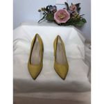 Marc Fisher Heels Women 6M Yellow Suede Block Heel Pointed Toe Dress Shoes Photo 2