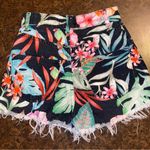 ZARA black floral denim shorts with ram hem - size 2 Photo 1