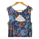 Loft  Floral Sleeveless Dress Blue Red Flowers Cutout Back Casual‎ Size XS Photo 7
