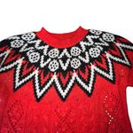 Lucky Brand brilliant red, black and white Fair Isle Women's Sweater SMALL Photo 1
