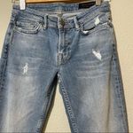 All Saints Distressed High Rise Skinny Jeans Raw Hem Womens 25 Blue Denim Zip Photo 1