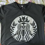 Starbucks Halloween  Screen Print Black Long Sleeve Top Photo 5