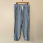 Athleta Cabo Linen Jogger pants in chambray blue drawstring size 10 Photo 2