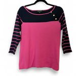 Ralph Lauren Vintage Lauren Navy & Pink Boatneck Cotton 3/4 Sleeve Shirt Size L Photo 1
