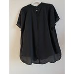 Torrid Georgette Lace Inset Blouse Black Chiffon Short Sleeve Top High Neck 2X Photo 9