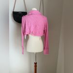 Urban Outfitters Out From Under Pink Cropped Frayed Knit Sweater, Size Small Photo 1