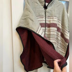 Free People  | Boho Hippie Swept Away Zip-Up Ruana Cape Poncho Size O/S Photo 4