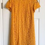 Loft Mustard Yellow Lace Short Sleeve Dress Photo 0
