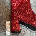 Women’s Red Glitter Covered Chunky Heeled Sparkly Boots Size 9.5 NEW Red Photo 6