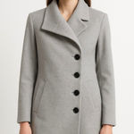 ZARA Women Light Gray Wool Blend Coat Asymmetrical Collar Button Front M Photo 0