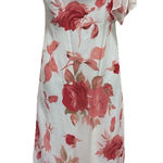 Speechless White/Pink Sheer Floral Chiffon Cowl Neck Bow Lined Dress Size 7 Photo 0