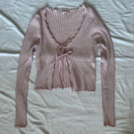 Lottie Moss  Pink Front Tie Long Sleeve Top Photo 0