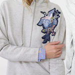 Anthropologie Sanctuary X  Crane Bird Embroidered Crop Hoodie: Heathered Grey Photo 0