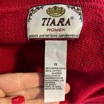 Tiara International Vintage Tiara red zip up ugly Christmas cardigan sweater snowman appliqué 1X Photo 4