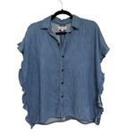 Madewell Indigo Ruffle Side Cotton Linen Boxy Shirt -
Size XS Photo 3