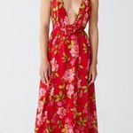 J.Crew NWT Cotton Voile Rosette Plunge Maxi Dress in Peony Vines Photo 0