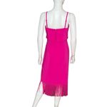 Adrianna Papell Adrian by Crepe Popover Midi Dress Fringe Trim Lipstick Sz 4 Photo 4