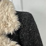 ZARA Trafaluc Side Zip Shearling Wool Herringbone Tweed Moto Jacket Womens XS Photo 9