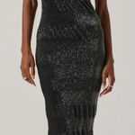 ASTR  The Label Pleated Lurex Midi Tank Dress Gunmetal M Photo 0